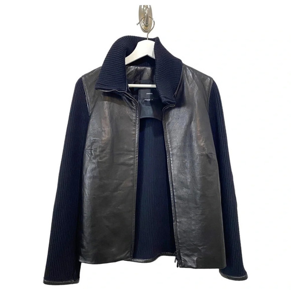 Identify 100% Leather Knit Fitted  Jacket with Mock Cowl Neck 🇨🇦 Made - Picture 3 of 17